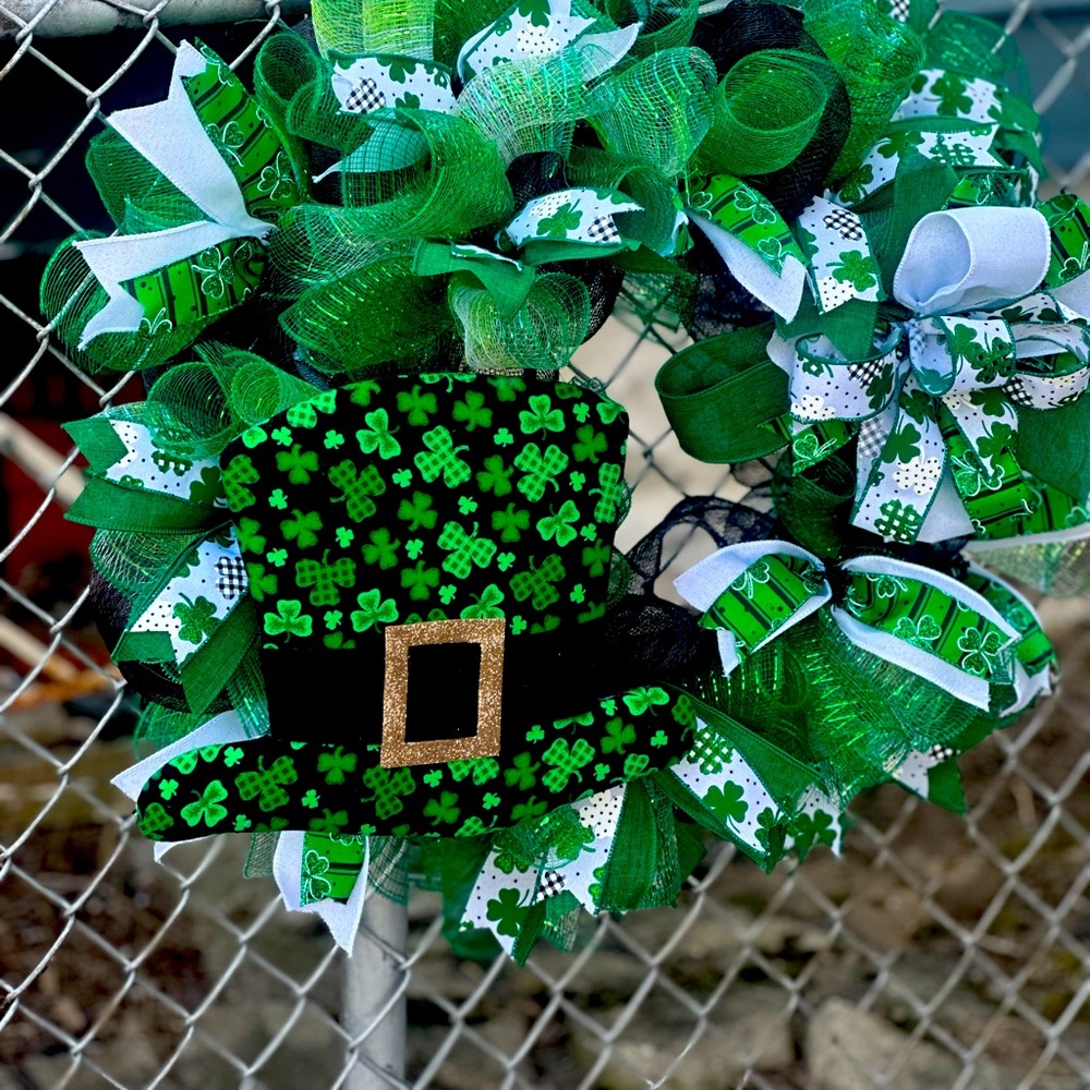Handmade Deco Mesh Wreath for front door.